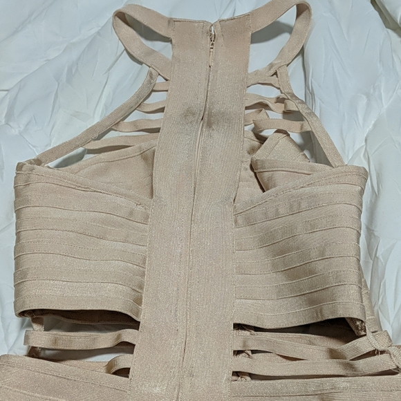 Champagne Fitting Strappy Dress - Picture 4 of 4